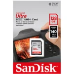 SanDisk Ultra SDSDUNB-128G-GN6IN Memory Card, Up to 140MB/s Read Speed, Class 10 Full HD SD Card for DSLR Cameras - 128GB