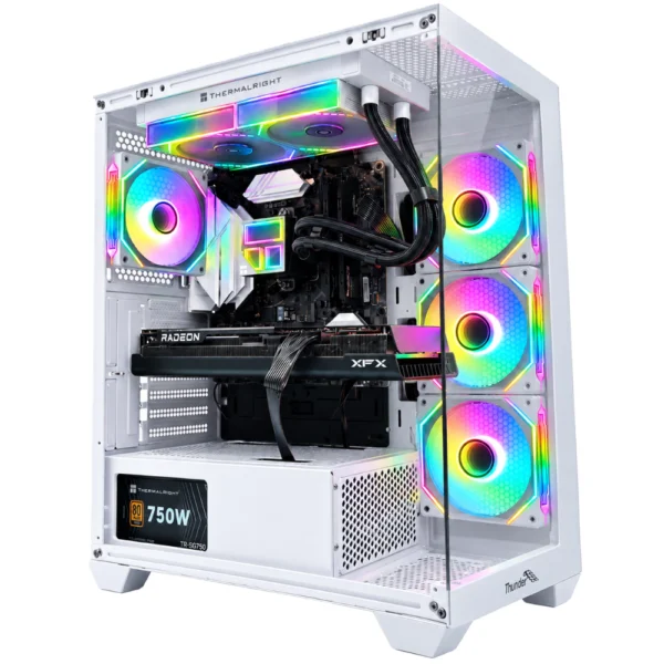 Thunder Nova TGC-1017W ATX Gaming PC Case, 360mm AIO Support, 4x ARGB Infinity Fans Pre-Installed - White