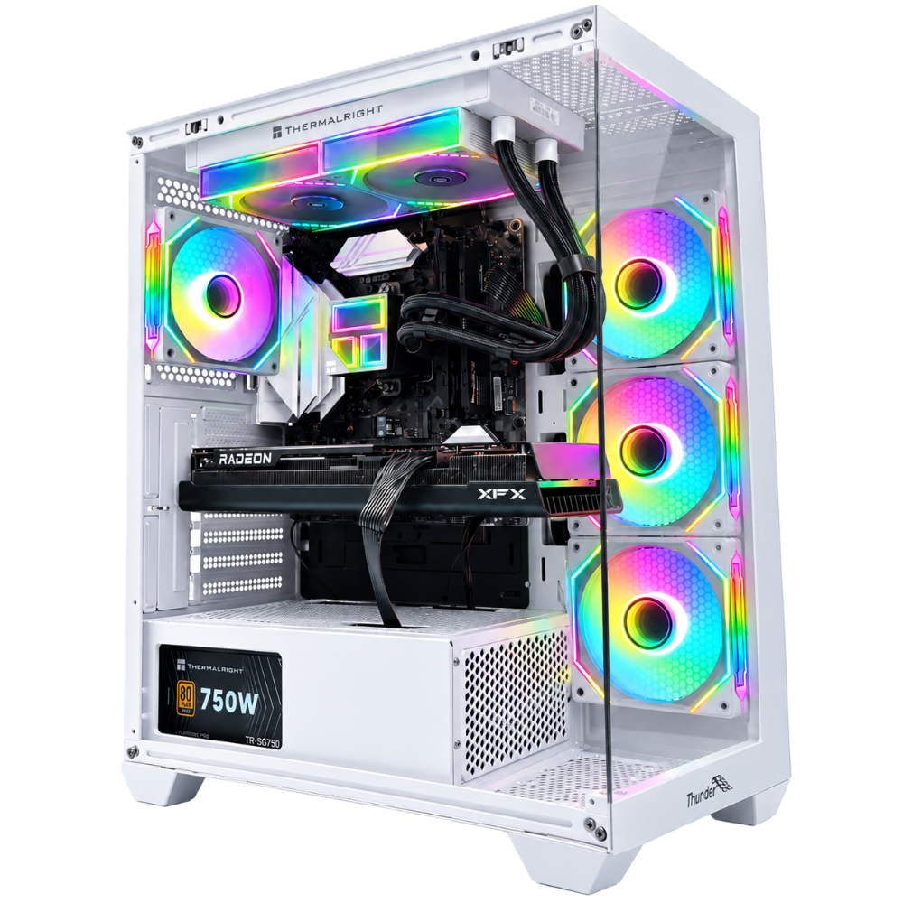 Thunder Nova TGC-1017W ATX Gaming PC Case, 360mm AIO Support, 4x ARGB Infinity Fans Pre-Installed – White