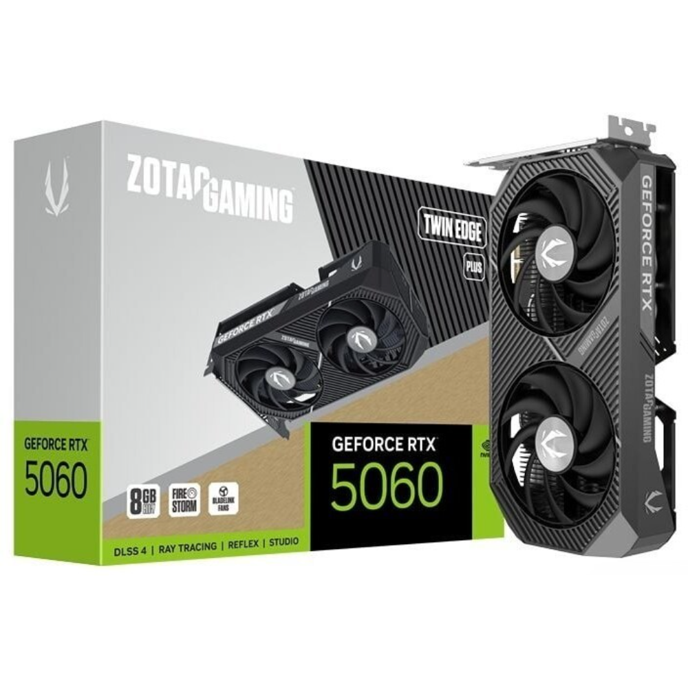 ZOTAC GAMING GeForce RTX 5060 Twin Edge Plus 8GB GDDR7 Graphics Card, PCIe 5.0, DLSS 4.5, 8-Pin, DisplayPort 2.1b, HDMI 2.1b