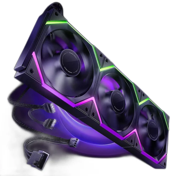 AsiaHorse Nyota Pro 120mm ARGB PWM Case Fan, 3-Pack, Forward Blade - Black - Image 1