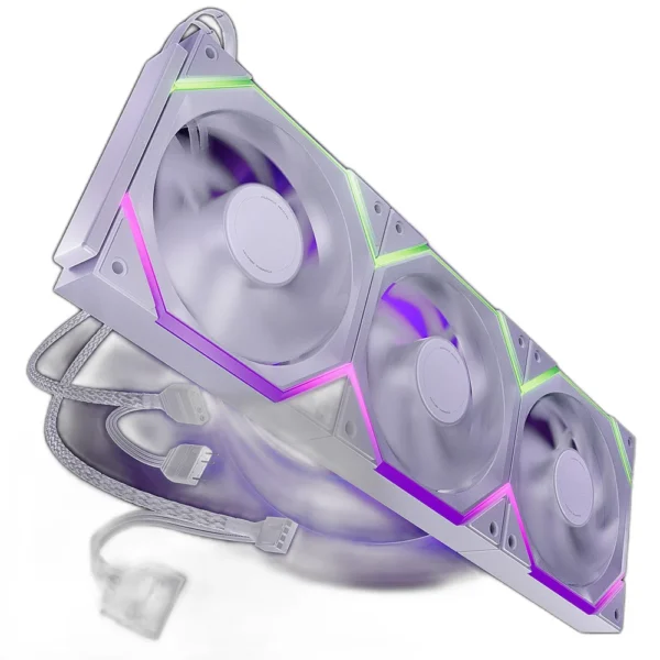 AsiaHorse Nyota Pro 120mm ARGB PWM Case Fan, 3-Pack, Forward Blade - White - Image 1