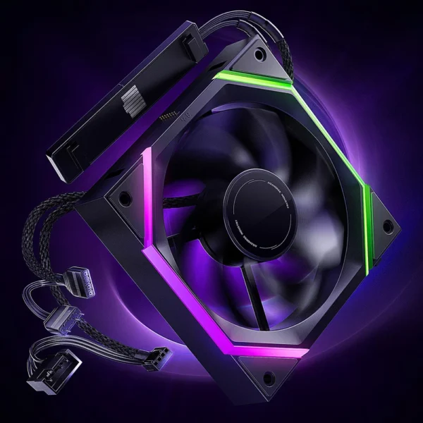 AsiaHorse Nyota Pro 120mm ARGB PWM Case Fan, 1-Pack, Reverse Blade - Black - Image 1