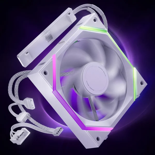 AsiaHorse Nyota Pro 120mm ARGB PWM Case Fan, 1-Pack, Reverse Blade - White - Image 1