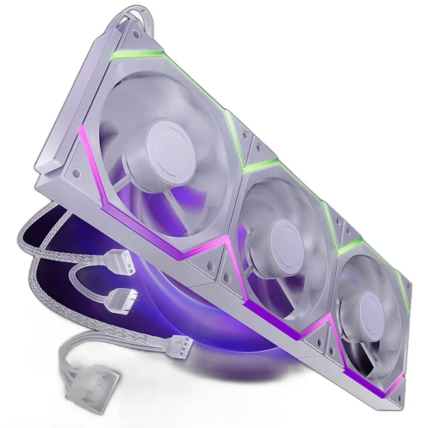 AsiaHorse Nyota Pro 120mm ARGB PWM Case Fan, 3-Pack, Reverse Blade - White - Image 1