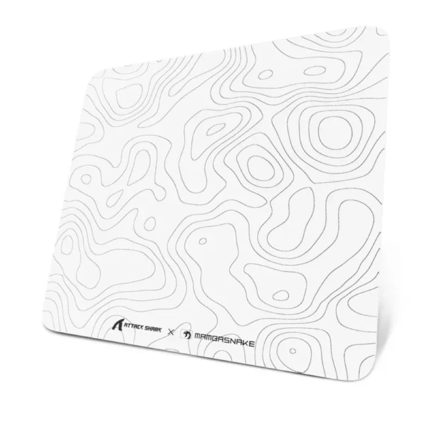 ATTACK SHARK CM05 Glass Gaming Mousepad, Nano-Micro-Etched Texture, Smooth Glass Surface, High Accuracy, Fast-Moving, Anti-Scratch, PU Leather Super Non-Slip Base, Large, 450×400x5mm - White Contours