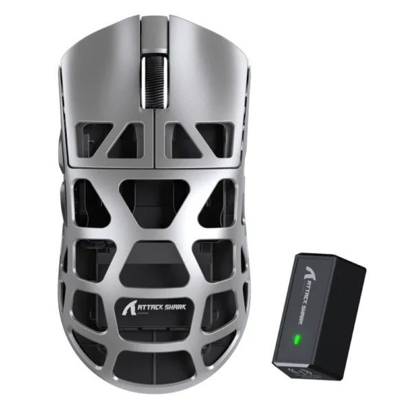 ATTACK SHARK R3 Magnesium Alloy Wireless Gaming Mouse, 46g SUPERLIGHT Mouse, 8000Hz Wireless Polling Rate, 6 Adjustable DPI up to 26000, PixArt PAW3395 Gaming Sensor, BT/2.4G Wireless/Wired - Grey