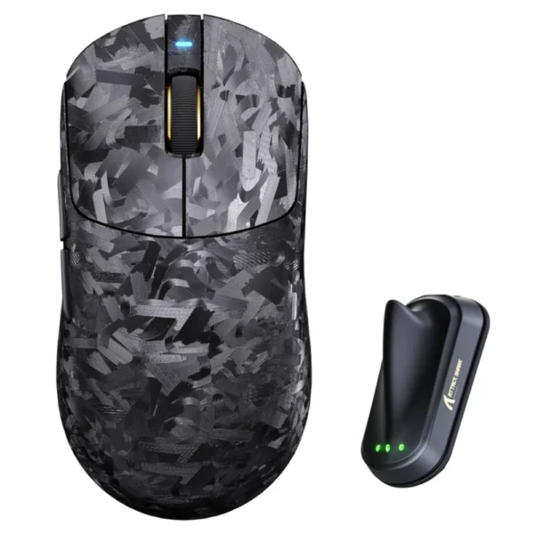 ATTACK SHARK RS3ULTRA Carbon Fiber Wireless Gaming Mouse, PAW3955MAX Sensor, Nordic 54L15 MCU, 52,000 DPI, 8000Hz Polling, 5 Levels LOD, Omron Optical Switches - Black