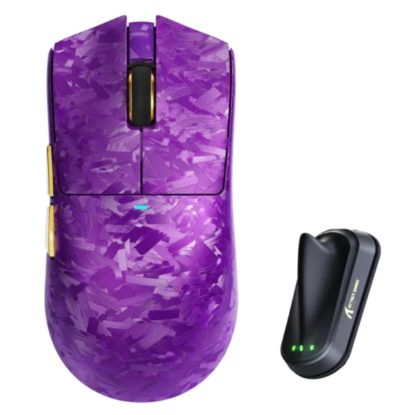 ATTACK SHARK X11ULTRA Carbon Fiber Wireless Gaming Mouse, 63g SUPERLIGHT, PixArt PAW3950MAX Sensor, Nordic 54L15 MCU, Dual 8000Hz Polling Rate, 20000 FPS Static Scan Rate, Nano-Metal Ice Coating, Omron Optical Micro Switches - Purple