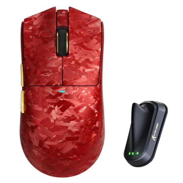 ATTACK SHARK X11ULTRA Carbon Fiber Wireless Gaming Mouse, 63g SUPERLIGHT, PixArt PAW3950MAX Sensor, Nordic 54L15 MCU, Dual 8000Hz Polling Rate, 20000 FPS Static Scan Rate, Nano-Metal Ice Coating, Omron Optical Micro Switches - Red