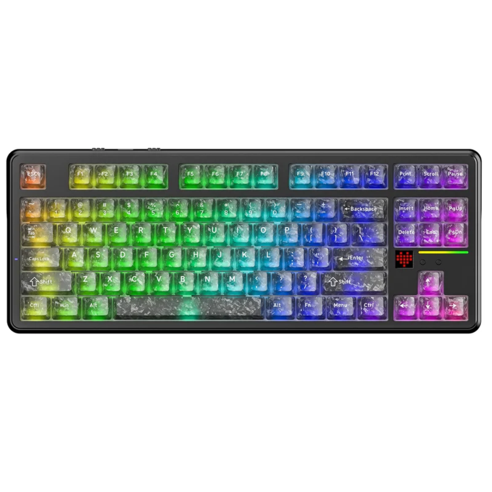 ATTACK SHARK X87Ultra Wireless Mechanical Keyboard with 8K Wireless Receiver, 10000mAh Battery, 8000Hz Polling Rate, Dot-Matrix Screen, 16.8M RGB, 8K Wireless Receiver, Hot-Swappable, Meg Shark Switches – Forged Carbon