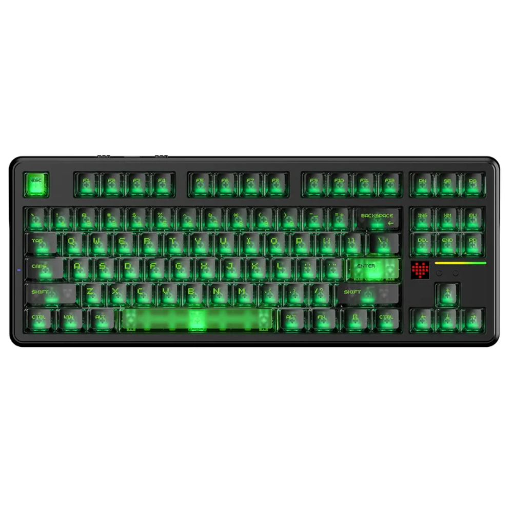 ATTACK SHARK X87Ultra Wireless Mechanical Keyboard with 8K Wireless Receiver, 10000mAh Battery, 8000Hz Polling Rate, Dot-Matrix Screen, 16.8M RGB, 8K Wireless Receiver, Hot-Swappable, Meg Shark Switches – Shadow Jade