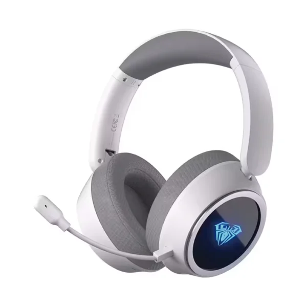 AULA A600 Wireless Gaming Headset, True Quad-Mode Bluetooth, 2.4GHz Wireless, USB and 3.5mm Wired, 53mm Hi-Res Drivers, Detachable Pro Mic, 2000mAh Battery - White