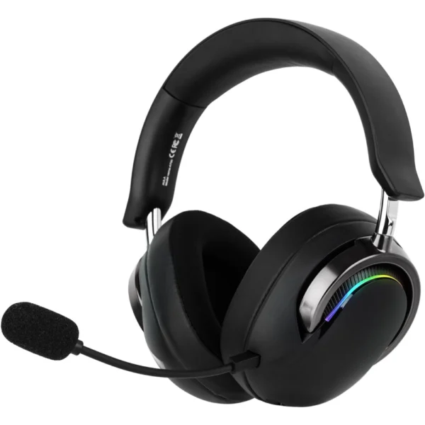 AULA A700 RGB Wireless Gaming Headset, 7.1 Surround Sound, 50mm Drivers, Bluetooth, 2.4GHz Wireless and Wired, 10ms Low Latency, AI Noise-Canceling Mic, 1500mAh Battery - Black & Grey