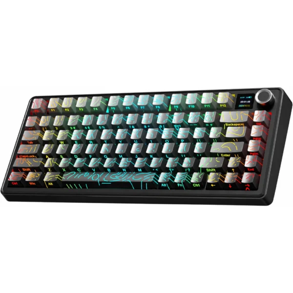 AULA F75 MAX Wireless Mechanical Keyboard, TFT Screen and Knob, 75% Gasket Hot Swappable Custom Keyboard - Gradient Grey Contour - LEOBOG Reaper Switch