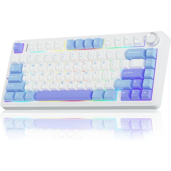 AULA F75 Wireless Mechanical Keyboard, 75% Gasket Hot Swappable Custom Keyboard - Nebula Dream Blue - Star Vector Switch