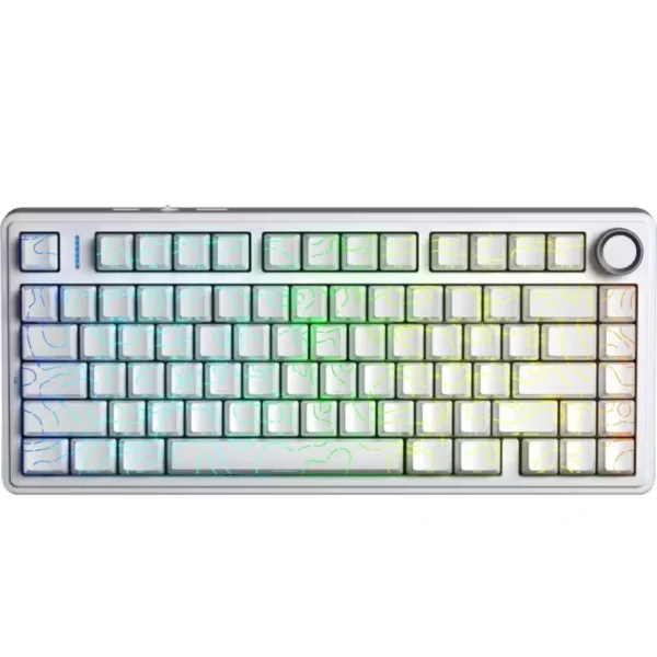 AULA F75HE Wireless Magnetic Gaming Keyboard, 75% Layout, 8K Polling Rate, 160K Scan Rate, 0.01mm Rapid Trigger, Tri-Mode Connectivity, Aluminum Alloy Knob - White Contour - Black King Magnetic Switch