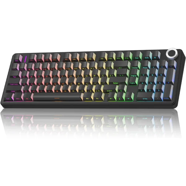 AULA F99 Pro Wireless Mechanical Keyboard, 96% Gasket Hot Swappable Custom Keyboard - Black - Cotton Candy Switch