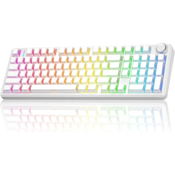 AULA F99 Pro Wireless Mechanical Keyboard, 96% Gasket Hot Swappable Custom Keyboard - White - Cotton Candy Switch