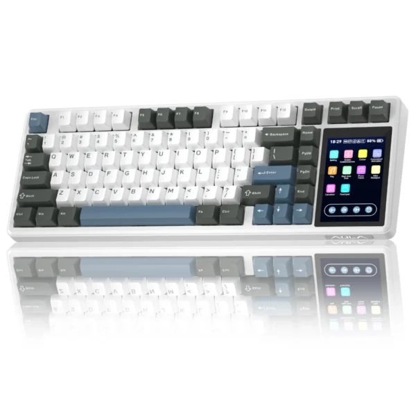 AULA L99 Smart Wireless Mechanical Keyboard, RGB Backlight – Stellar Ocean Blue – Cotton Candy Switch