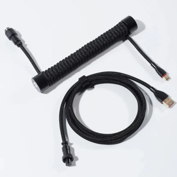 Gravastar Coiled Aviator USB-C Keyboard Cable - Black - Image 1