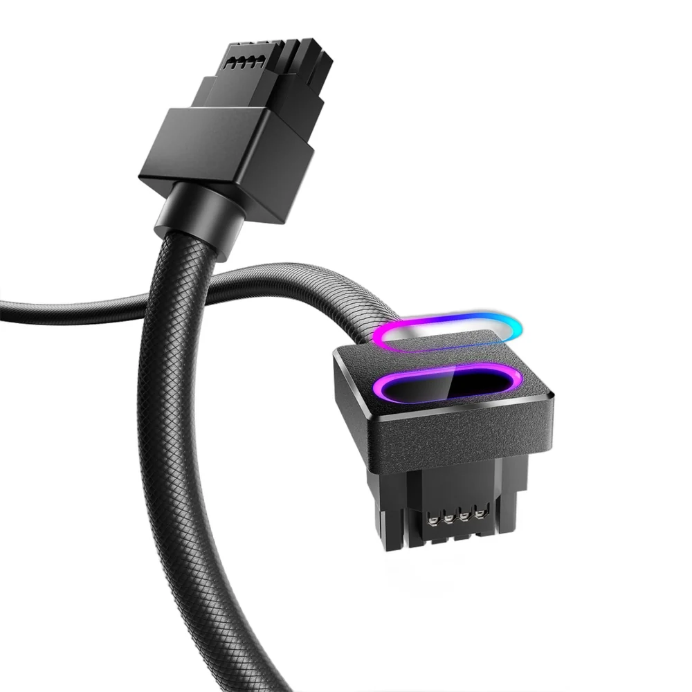 AsiaHorse Hydrus ARGB 16-pin 12VHPWR GPU Cable 600W Type A - Black - Image 1
