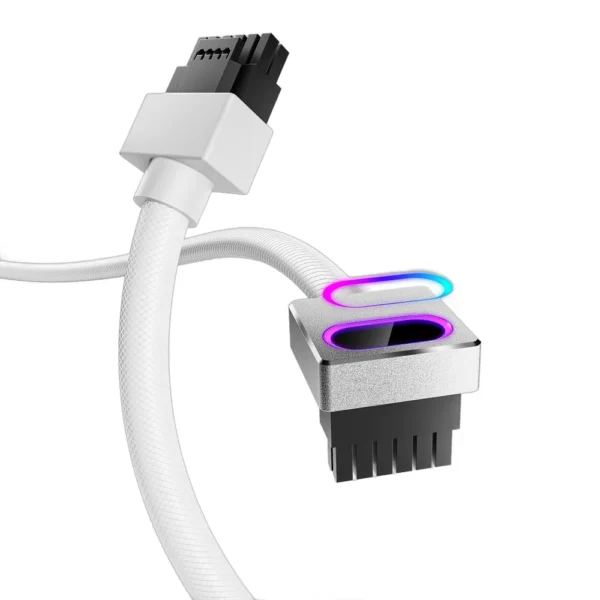 AsiaHorse Hydrus ARGB 16-pin 12VHPWR GPU Cable 600W Type B - White - Image 1