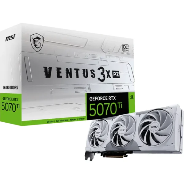 MSI Gaming GeForce RTX 5070 Ti 16G VENTUS 3X PZ OC Graphics Card - White