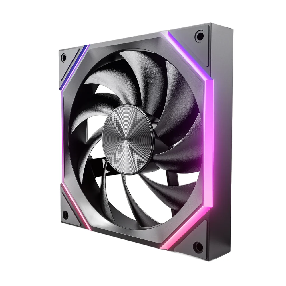 AsiaHorse Nyota Mega A14 140mm ARGB PWM Case Fan, 1-Pack, Forward Blade - Black - Image 1