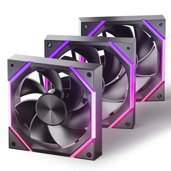 AsiaHorse Nyota 120mm ARGB PWM Case Fan, 1-Pack, Reverse Blade - Black - Image 1
