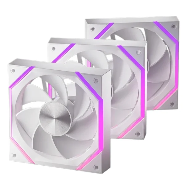 AsiaHorse Nyota 120mm ARGB PWM Case Fan, 3-Pack, Reverse Blade - White - Image 1
