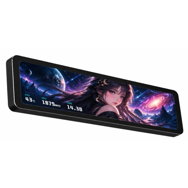 Thermalright Trofeo Vision 11.3 LCD, 11.3-Inch IPS Full-Color Magnetic Display Screen, 1920x400 Resolution, USB Type-C, TRCC Software for Real-Time CPU and GPU Monitoring - Black