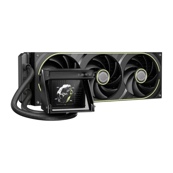TRYX Holo 360 ARGB AIO Liquid CPU Cooler, Holographic Pump Display, Asetek 280W TDP - Black - Image 1