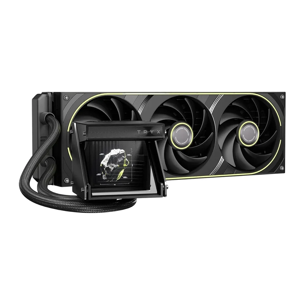 TRYX Holo 360 ARGB AIO Liquid CPU Cooler, Holographic Pump Display, Asetek 280W TDP - Black - Image 1