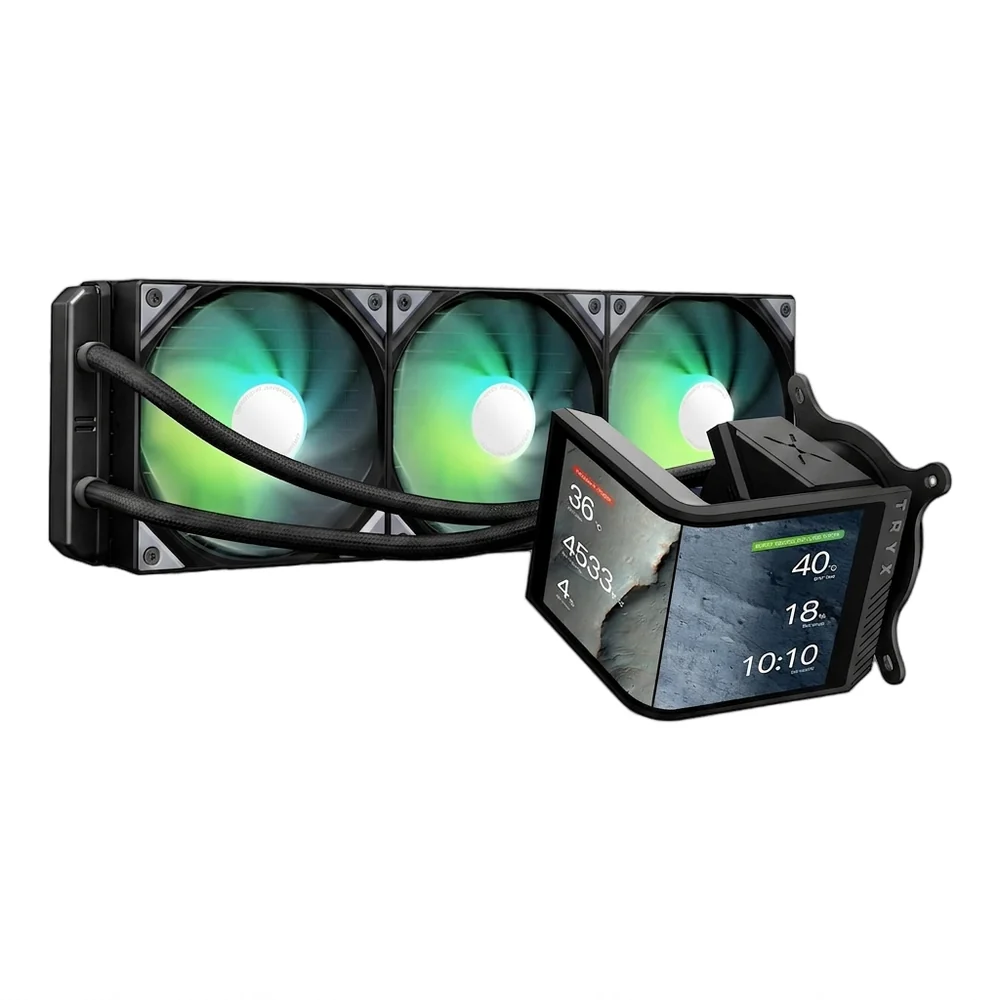 tryx-panorama-se-360-black-1-techarcpk TRYX Panorama SE 360 ARGB AIO Liquid CPU Cooler, 6.67-inch Curved AMOLED, 280W TDP - Black - Image 1