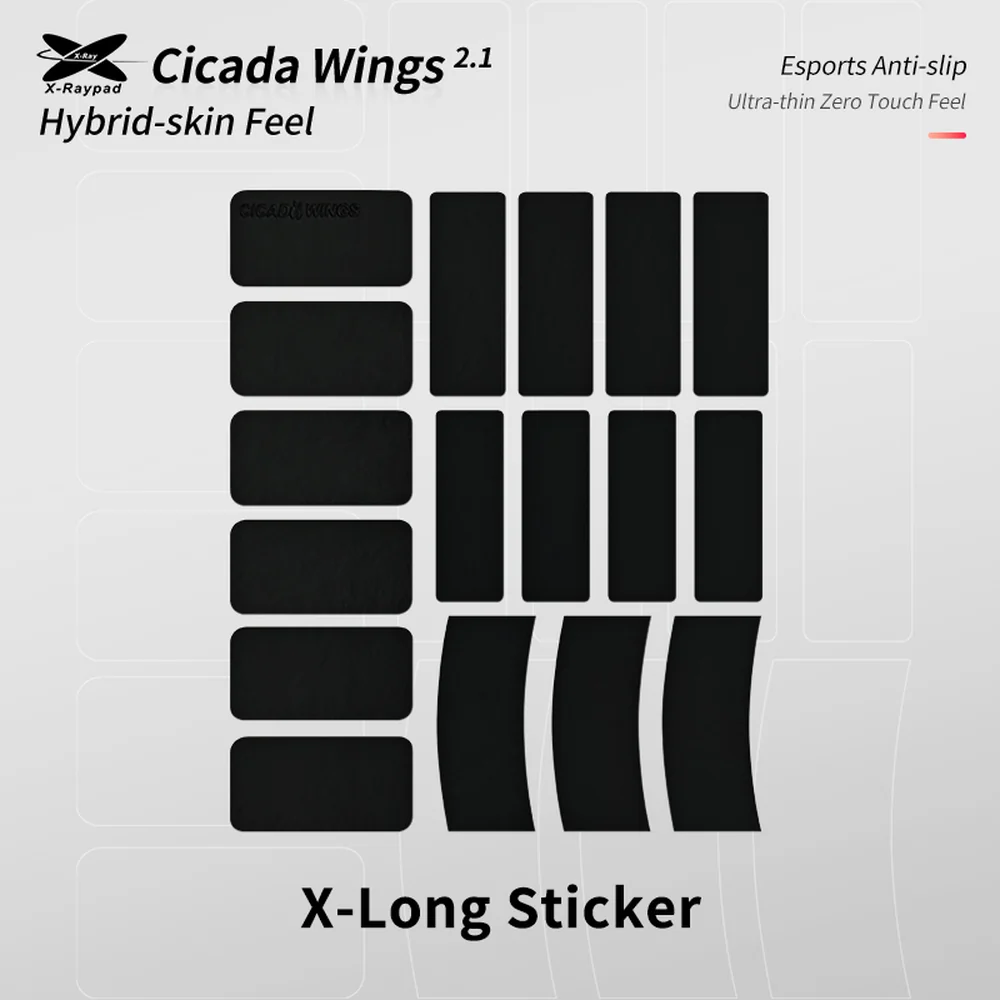 X-Raypad Cicada Wings V2.1 Universal Pre-cut Tacky Long Stick Grip Tape, Black - Image 1
