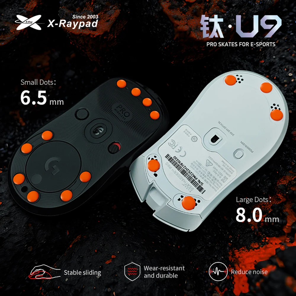 X-Raypad U9 Titanium Air Mouse Skates, 40x Universal Dots, UHMW-PE Durable - Image 1
