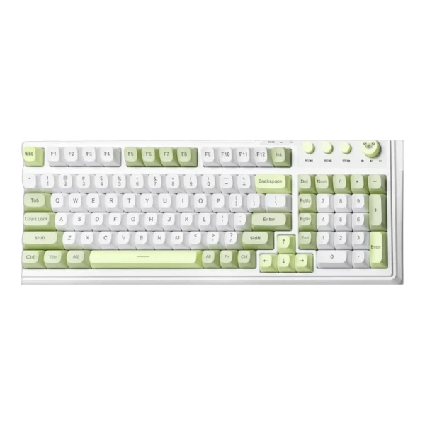 AULA F3099 Mechanical Gaming Wired Keyboard, RGB Backlit – White + Green + Yellow