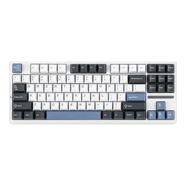 AULA F87 Pro Wireless Mechanical Keyboard, 80% Gasket Hot Swappable Custom Keyboard - Blue Grey White - LEOBOG Greywood V3 Switch